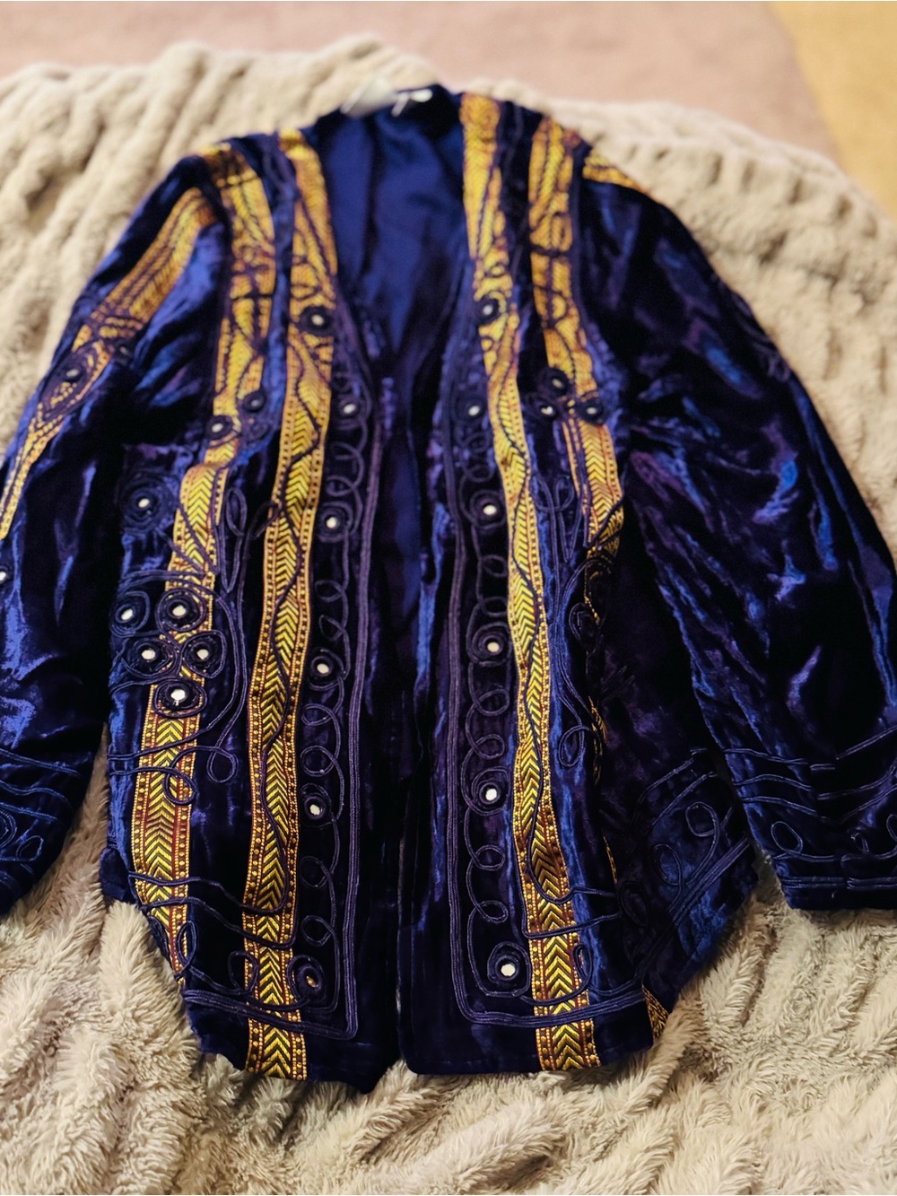 Vintage Chico’s Purple Velvet, Gold, Mirrors - Jacket - Picture 1 of 3